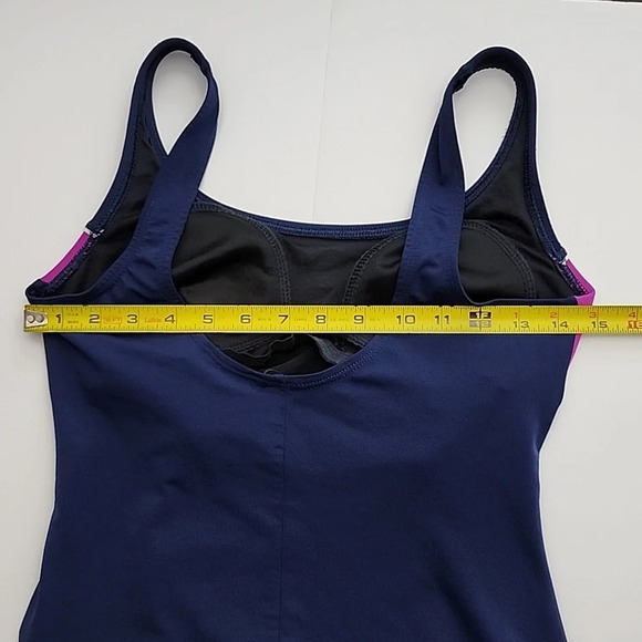 TYR Women's Blue Pink Tank Solid Paneled Piping One Piece  Swimsuit Size Medium - Picture 12 of 14